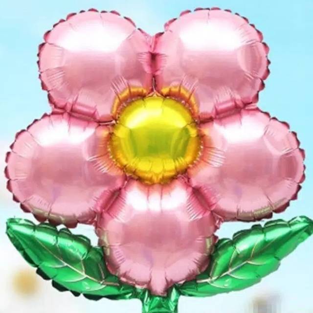 BALON FOIL BENTUK BUNGA / BALON FOIL FLOWERS PINK HARGA SATUAN