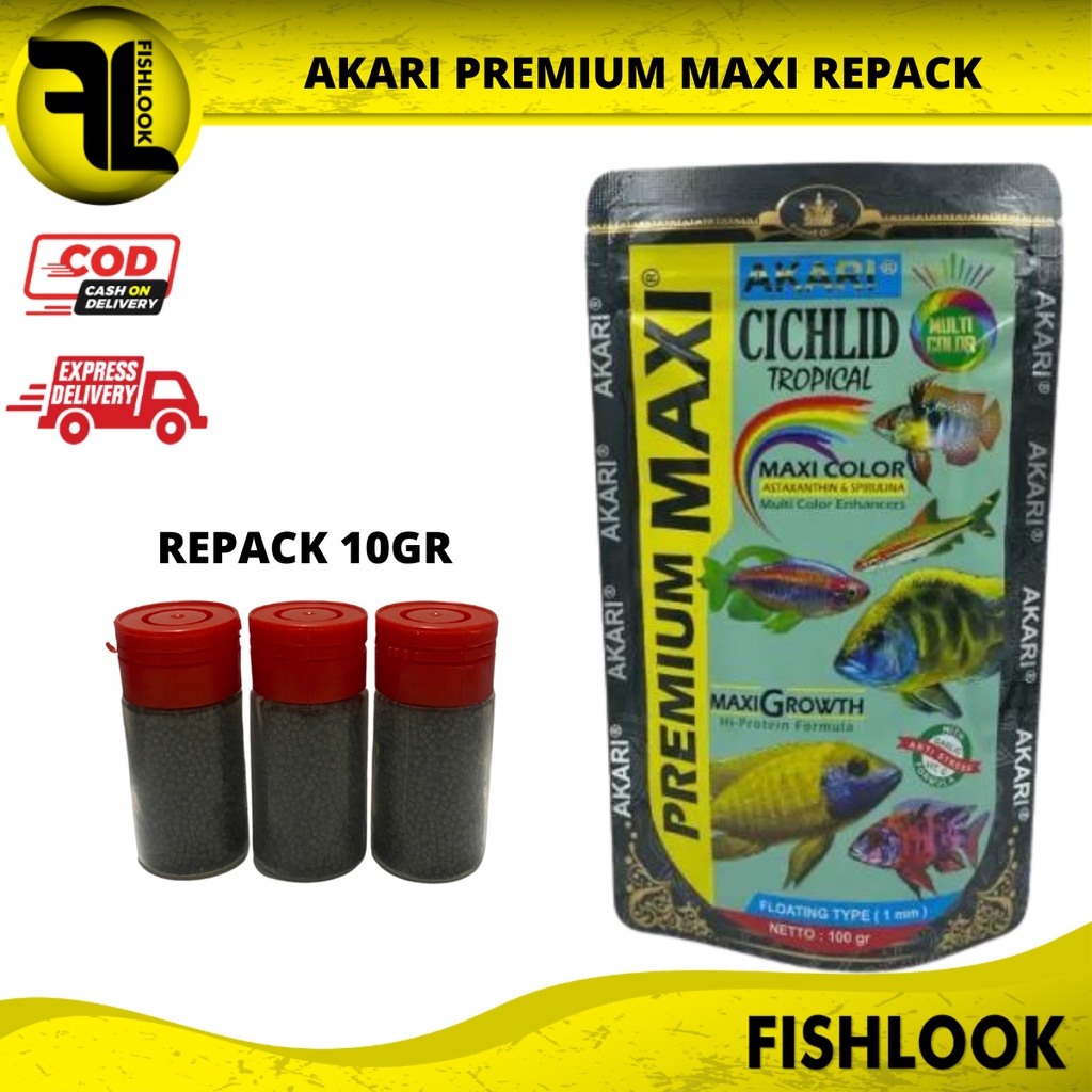 Pelet Akari Premium Blue Red Yellow Maxi Chichlid Repack 10gr