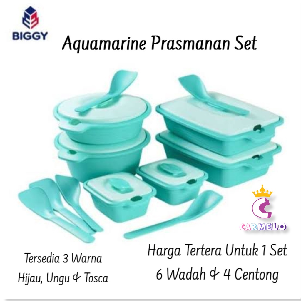 Aquamarine Prasmanan Tempat Makan Set 6 IN 1 + Sendok Wadah Saji Murah / Wadah Serbaguna 6 Set / Tempat Saji Hidanga / Prasmanan / Tempat Kotak Makan + Sendok