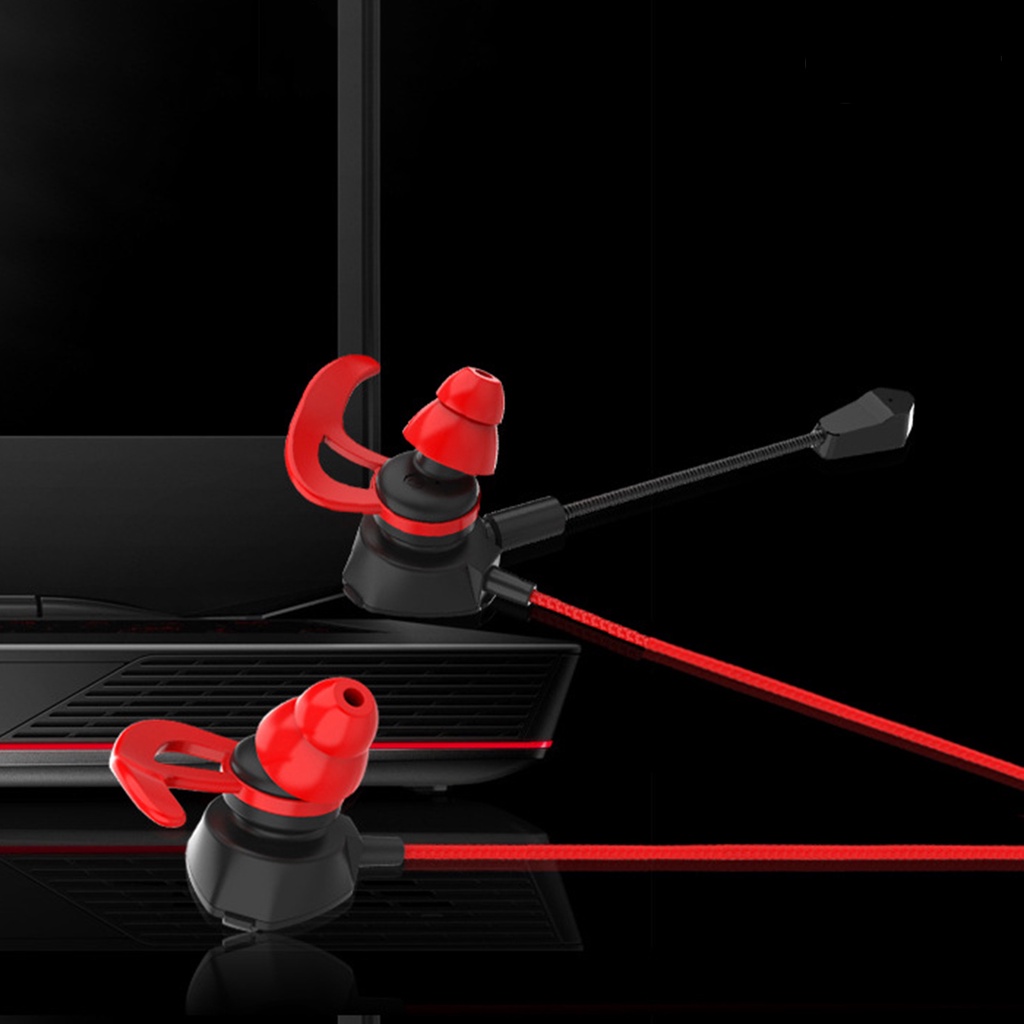 (VNEP) (Berkabel) Earphone Gaming dengan Kontrol Kabel Mikrofon 3.5mm Jack In-ear Earphone E-sports Game Earphone untuk Ponsel