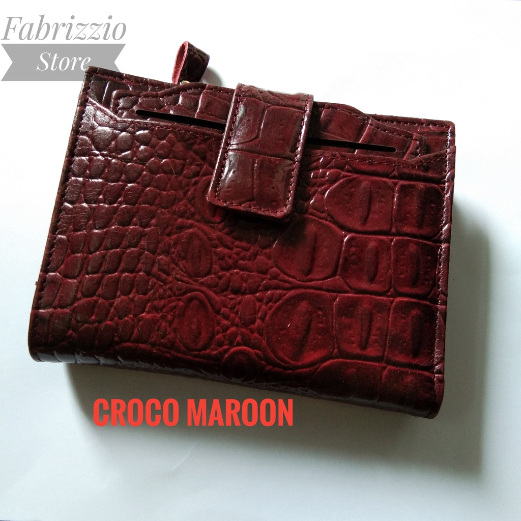 dompet wanita pendek multifungsi kulit asli croco slot kartu bisa dilepas