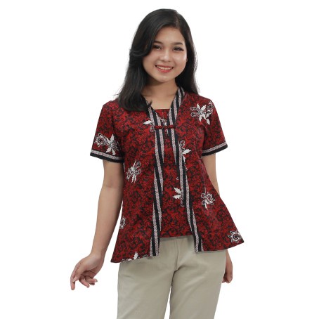 Blus Davina Lawasan Daun #3 Blouse Batik Cantik Seragam Kantor Kerja Modern Modis