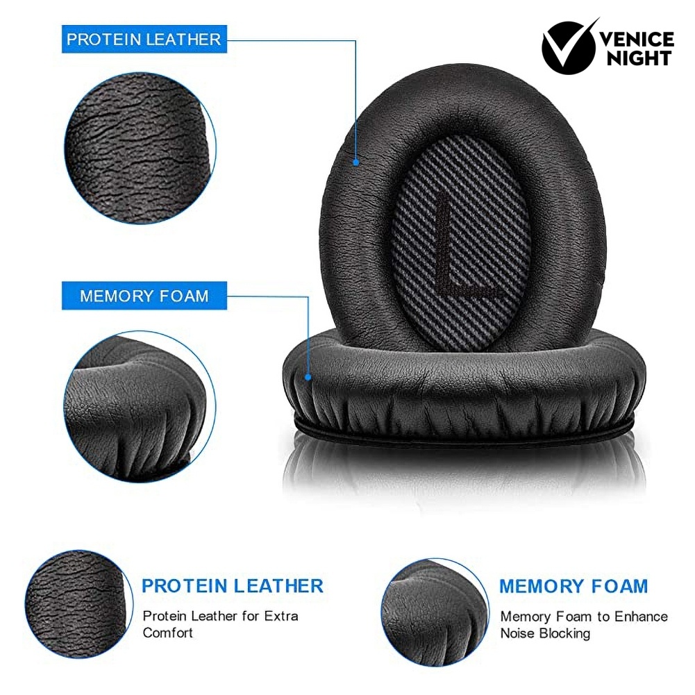 (VNEP) (Berkabel) 1 Pasang Bantalan Telinga Headphone Busa Lembut Nyaman Pengganti untuk BOSE QC 35 Ⅱ
