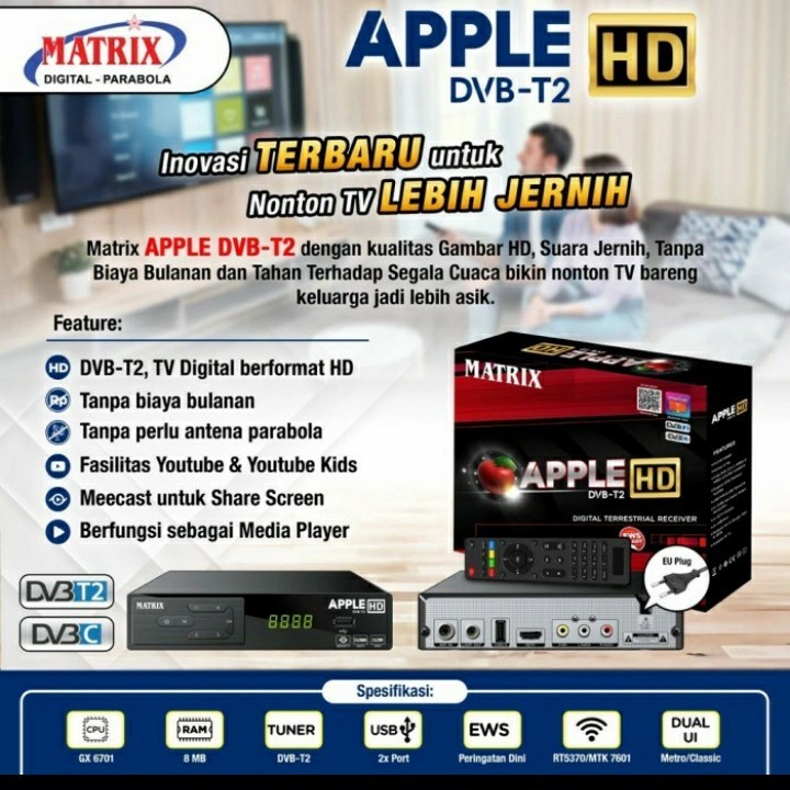 Receiver TV Set Top Box Matrix Apple DVBT2