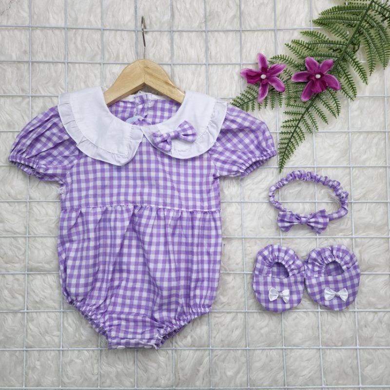 Baju bayi perempuan Set Jumper Tartan