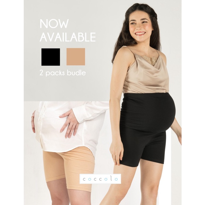 Legging Bundling Coccolo Maternity Biker Pants In Black & Nude- Hotpants Hamil