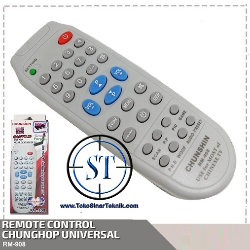 Remote Tv Tabung Universal RM-908 Untuk Semua Merk TV Televisi China SANYO CHUNSHIN