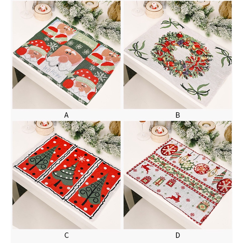 Dekorasi PLACEMAT Natal Alas Tatakan Piring Gelas Chtistmas Dining Xmas Hiasan Dekorasi Meja Rumah Kado