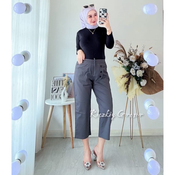 Celana Haruka Pants 7/9 twill combad  , Celana Wanita Size Up to XL &quot;Best Seller&quot; Celana wanita koreans casual kekinian 7/9  Combad Premiyum