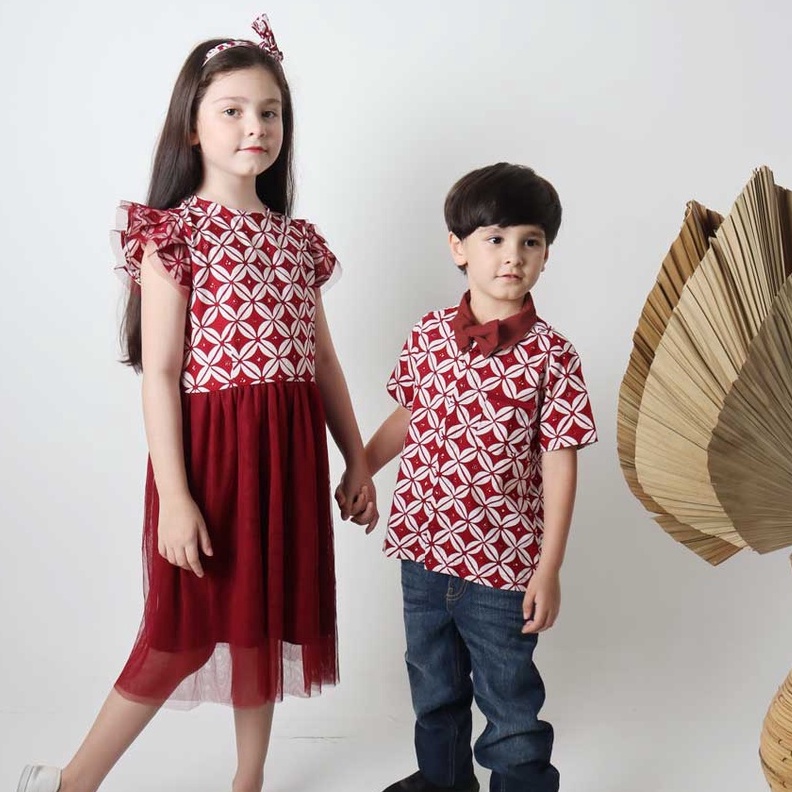 Keneshkids dress tutu batik anak seri kawung 6 bulan -12 tahun