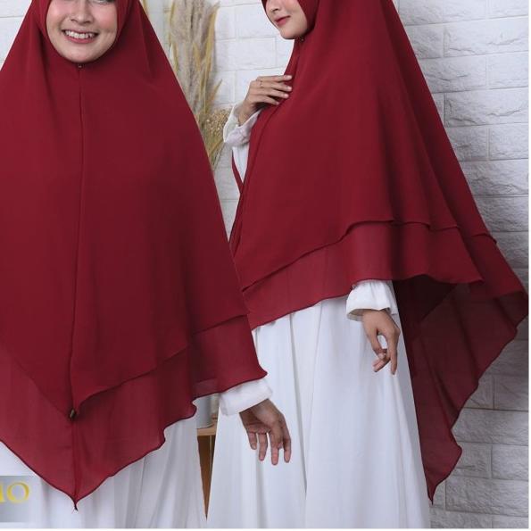 Khimar Ceruti Babydoll Jilbab Syari Jumbo 2 Layer HAURA JS PET ANTEM