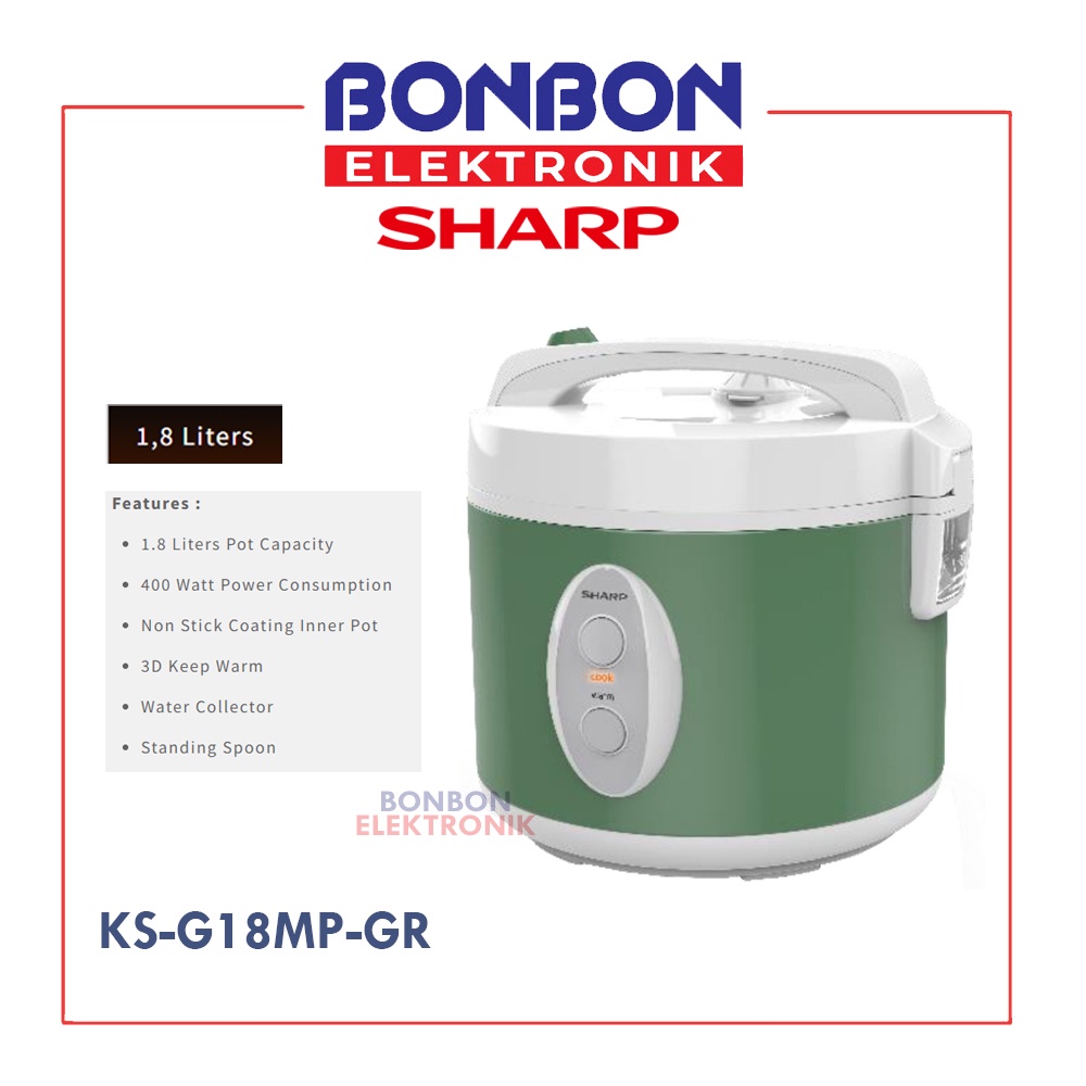 Sharp Rice Cooker 1,8 L KS-G18MP-GR / KS G18MP GR Penanak Nasi