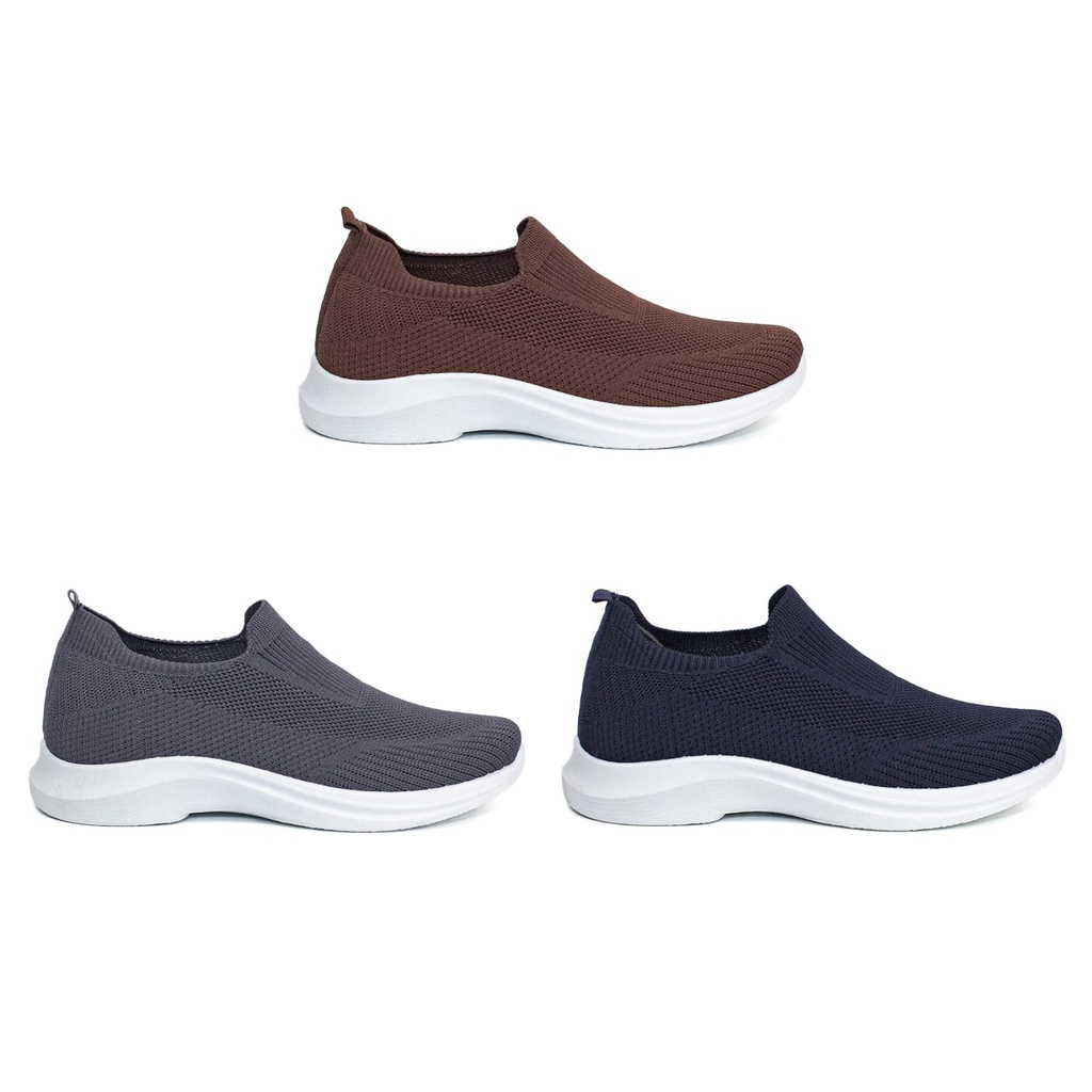 Sepatu Slip On Pria Rajut Import Sport Shoes Nyaman Ringan Berwarna Warni SL931-W