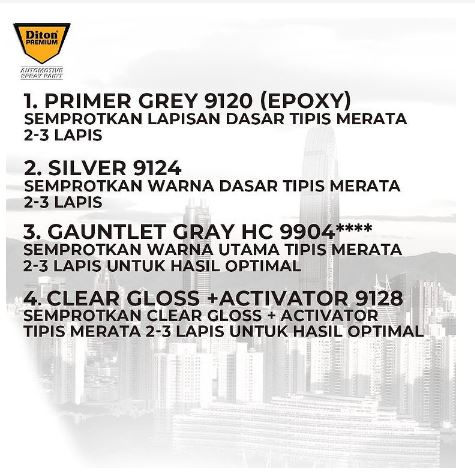 Pilox Diton Premium Harley Gauntlet Gray HC 9904 400ml Warna Grey Metallic Abu Metalik H 9904 H9904 pilok pylox pylok Motor HC9904