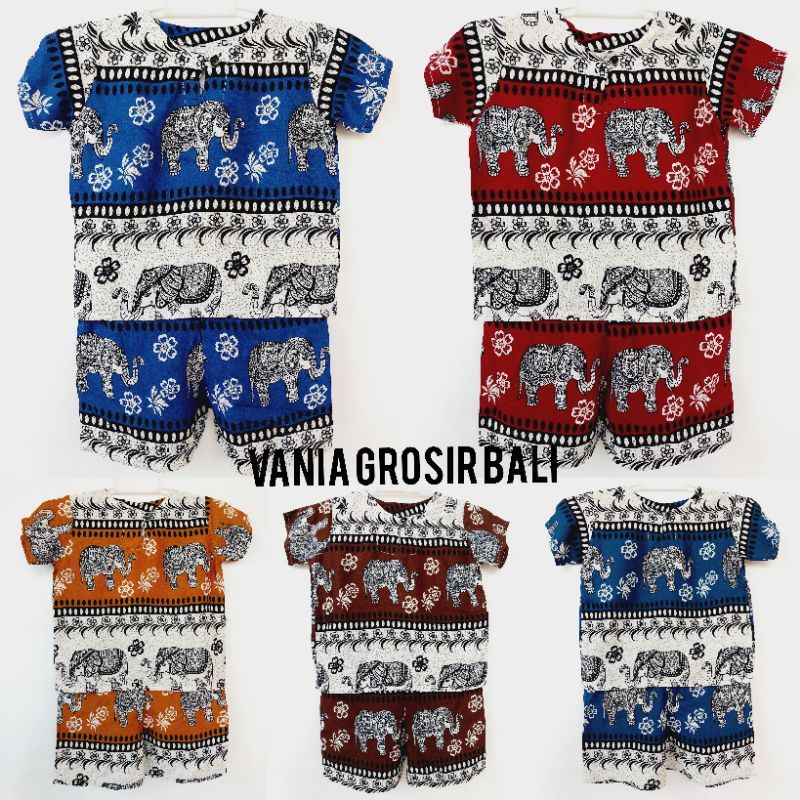 4s Grosir Solo || Setelan Anak Motif Gajah || Setelan etnik anak Motif gajah bahan rayo kerah kancing