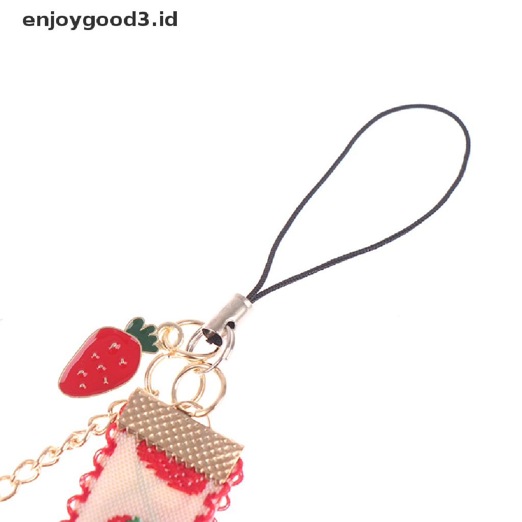 1 Pc Tali Lanyard Dengan Liontin Kue Strawberry Untuk Dekorasi Ponsel