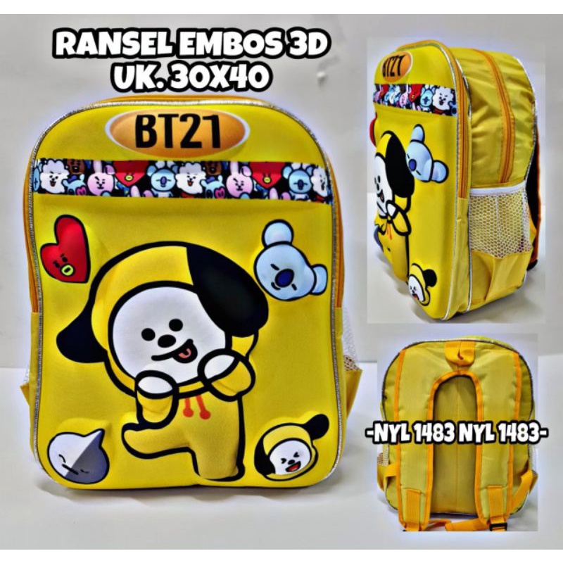 Tas Timbul Termurah Tas Ransel Anak Perempuan Sekolah SD Motif BT 21 Kartun  3D Led