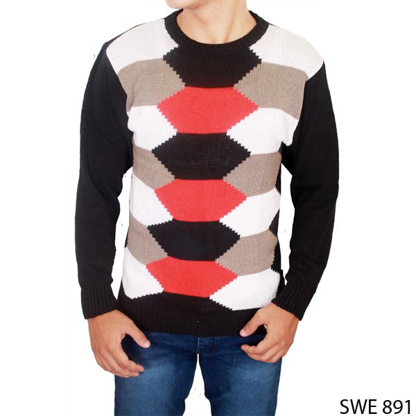 Sweater Pria Gaya Harajuku Rajut Grey Black – SWE 695