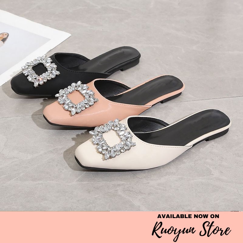 RYX - Round Buckle Sepatu Slip-On Wanita Fashion Casual / Pesta - Import Ori