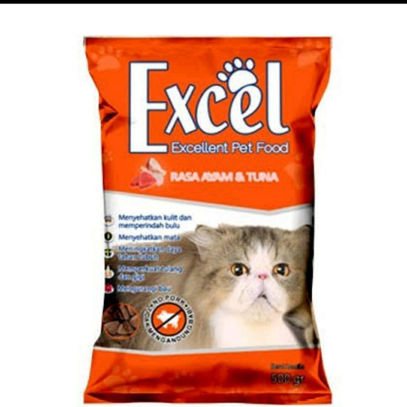 Gojek grab (paket 10kg) makanan kucing Excel freshpack chiken tuna 500gr bentuk segitiga