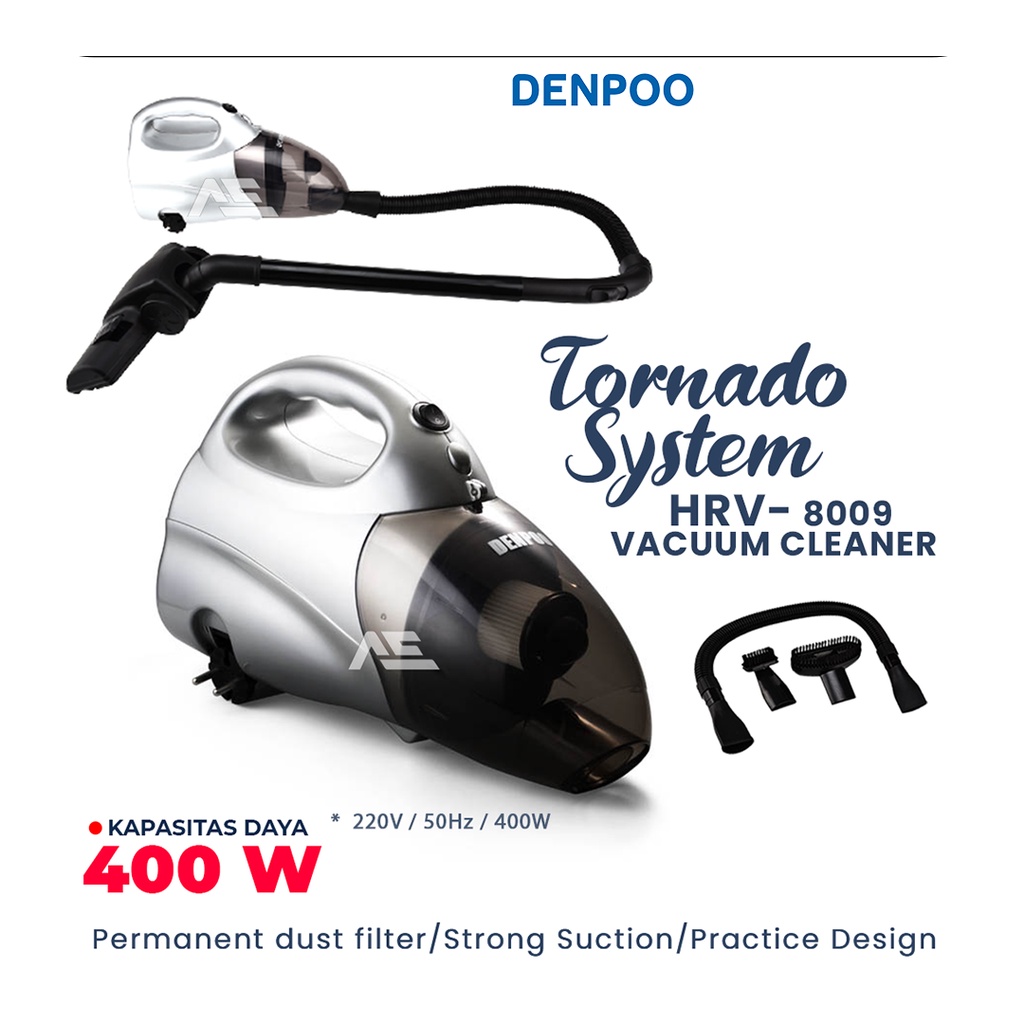 Vacuum Cleaner Silver HRV 8009 Tornado System Penghisap Debu dengan Design yang Praktis