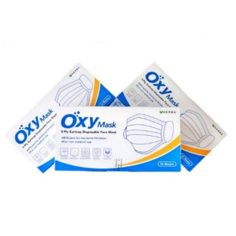 MASKER OXY 3-PLY EARLOOP 50'S