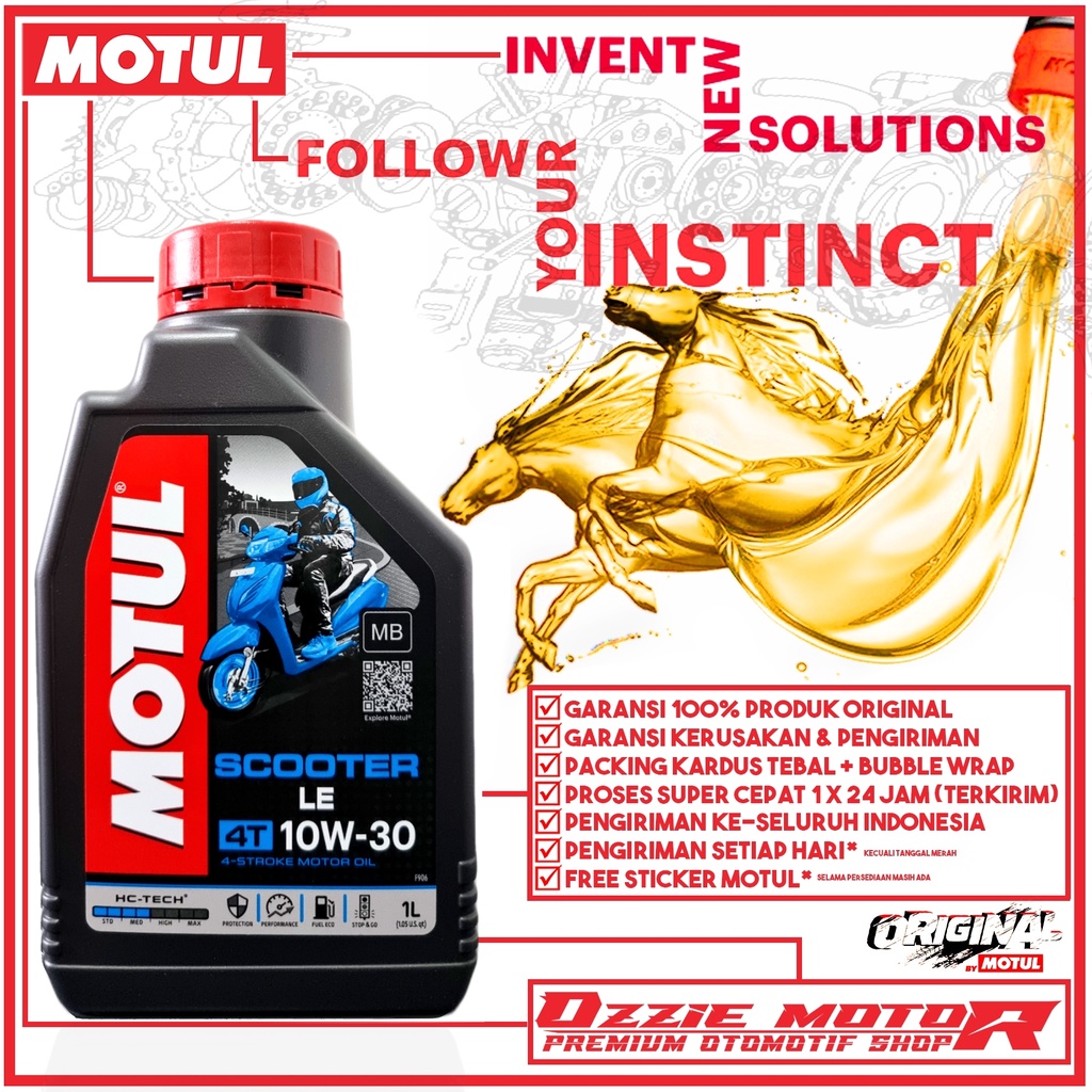 MOTUL SCOOTER LE 4T 1L 10W30 OLI MOTOR IMPORT ORIGINAL 100%