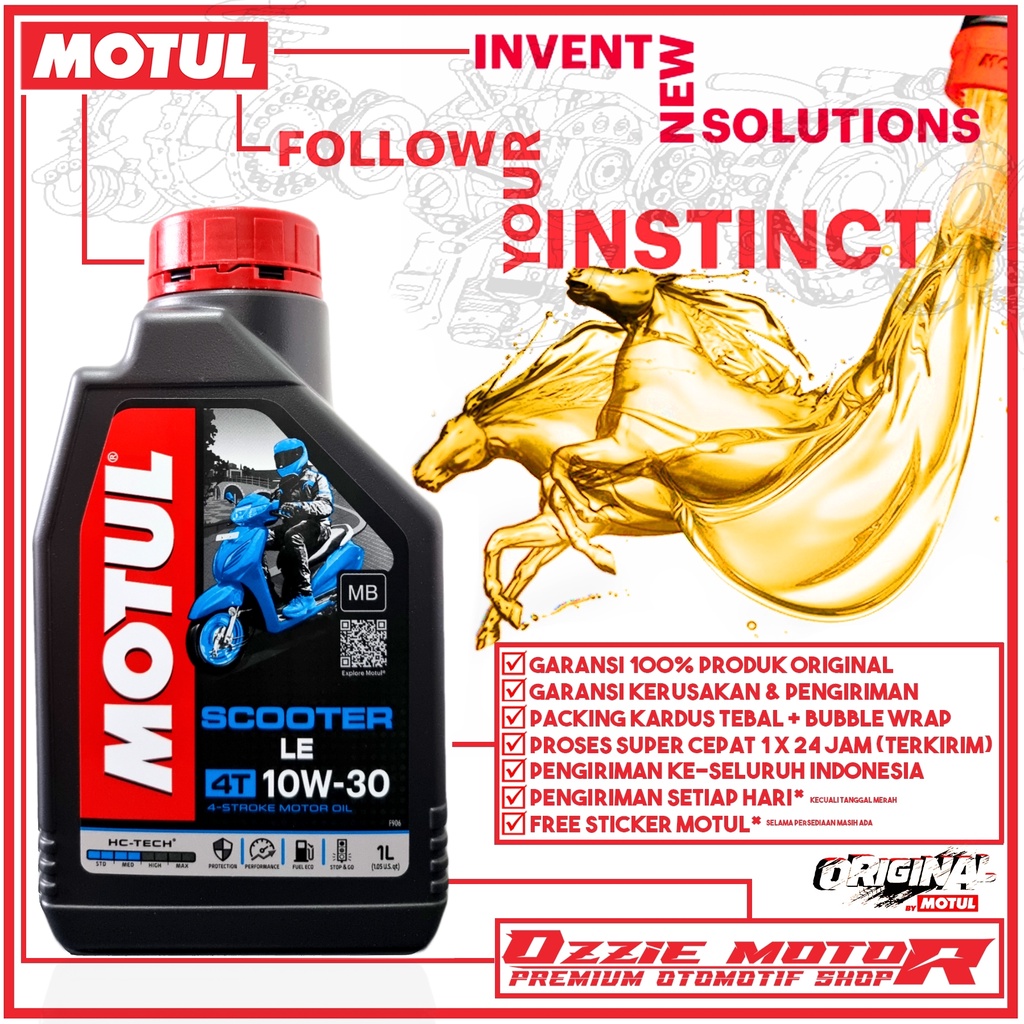 MOTUL SCOOTER LE 4T 1L 10W30 OLI MOTOR IMPORT ORIGINAL 100%