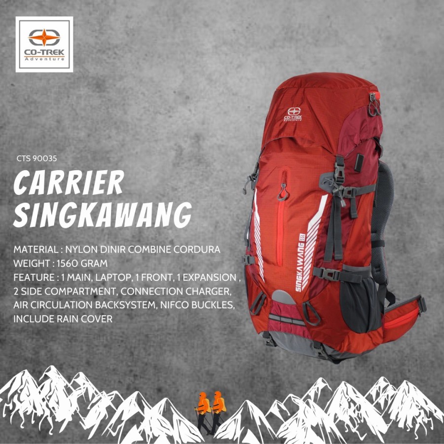 CO-TREK Tas Gunung Hiking / Tas Carrier Cotrek Singkawang 55+5L