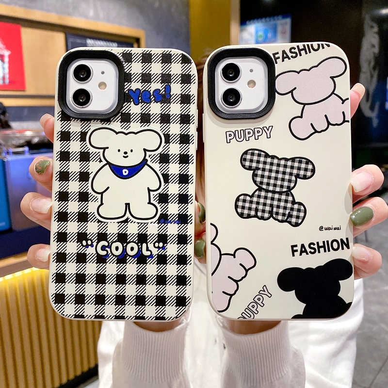 (3 In 1) Soft case Silikon Motif Kartun Beruang Untuk iPhone 11 12 13 14 Pro MAX X XR XS MAX 7 8 Plus