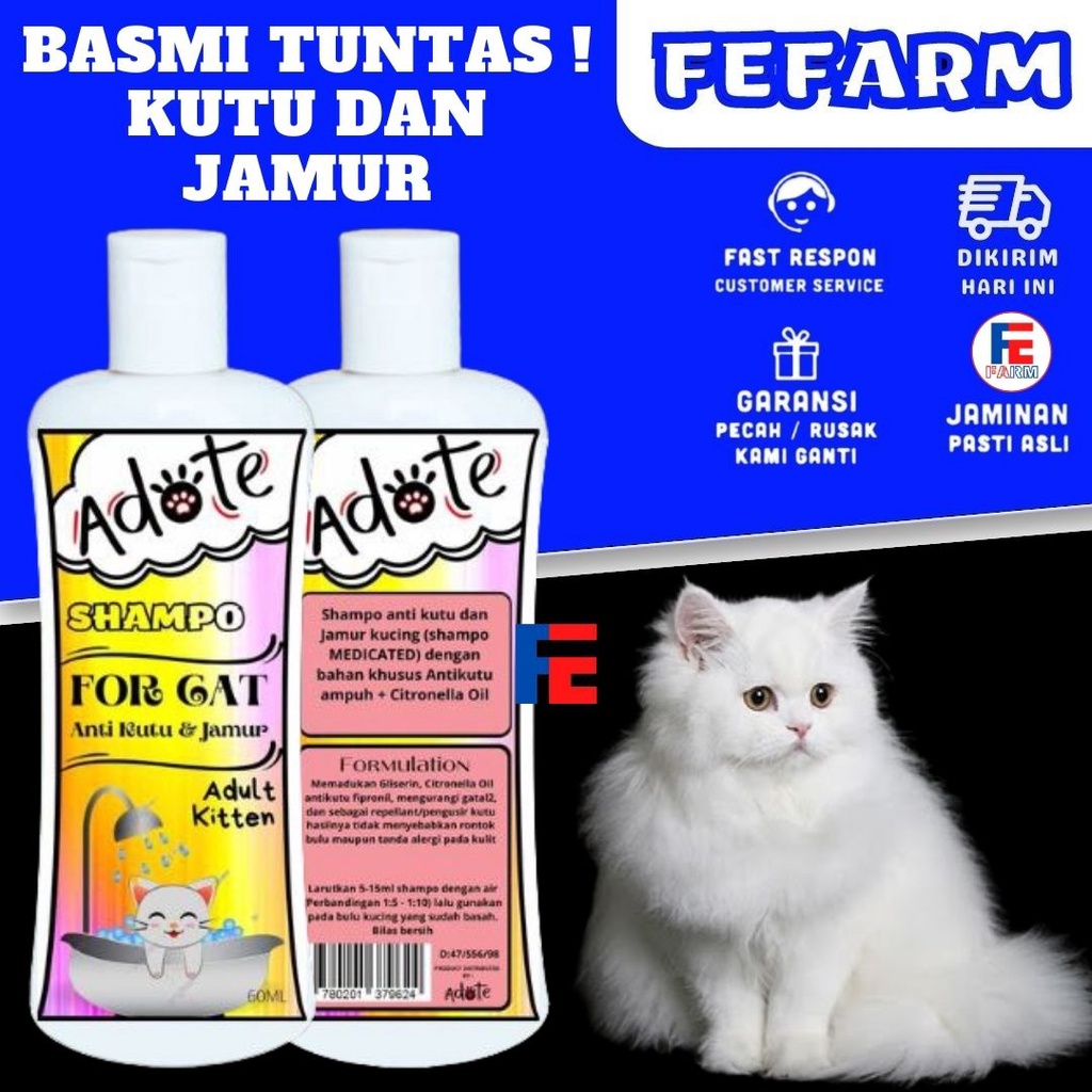 Shampo Sampo Kucing Anti Kutu &amp; Jamur ADOTE FEFARM