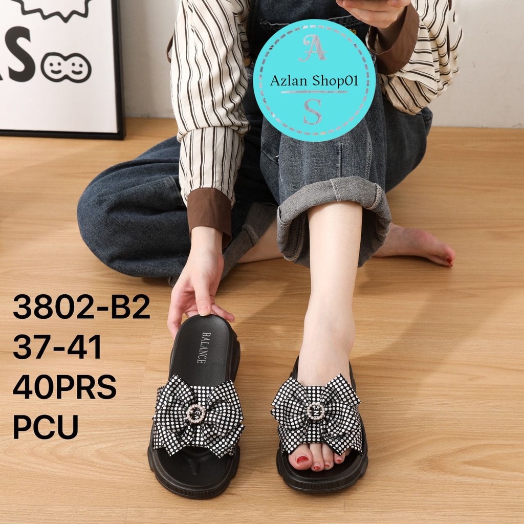 Sandal Wanita Selop Platform Jelly Motif Pita Balance 3802-B2 9 (37-41) TERBARU