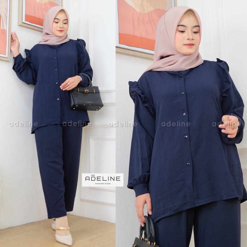 Slimpi Set Ld110 - SetCel Crinkle Airflow One Set Crinkle Jumbo Oversize Setelan Wanita  / R.6 - 326-6591