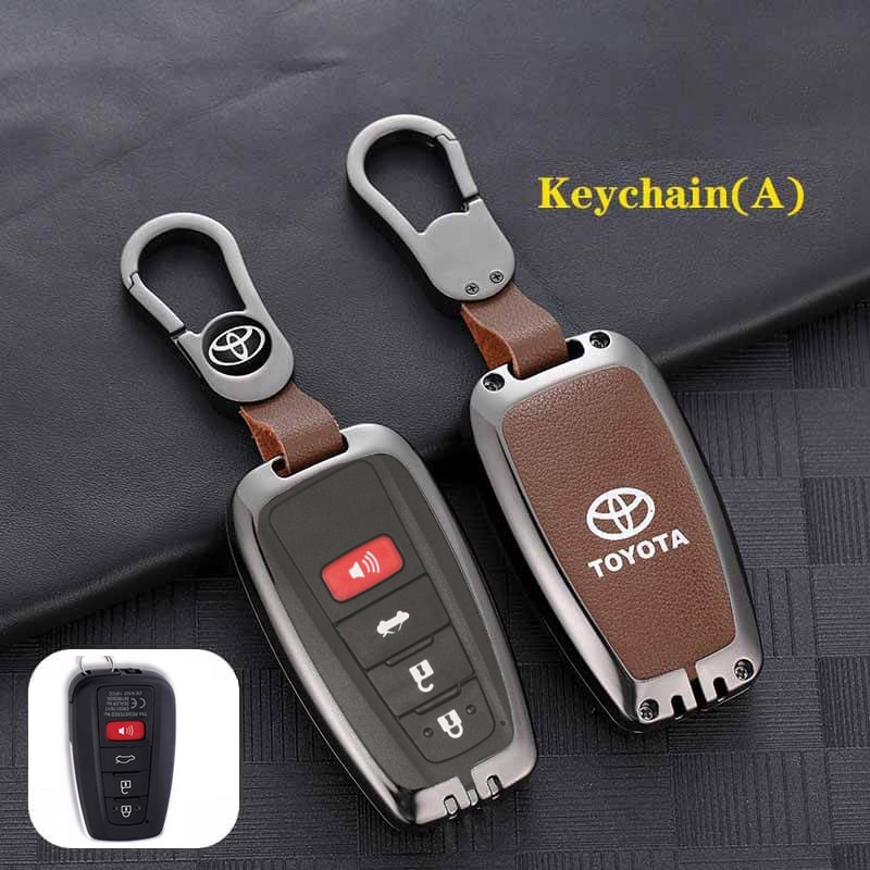 Case Kunci Remote Mobil 4 Tombol Tekan Bahan Zinc Alloy Anti Gores Untuk Toyota Corolla Altis Camry C-HR Corolla Cross