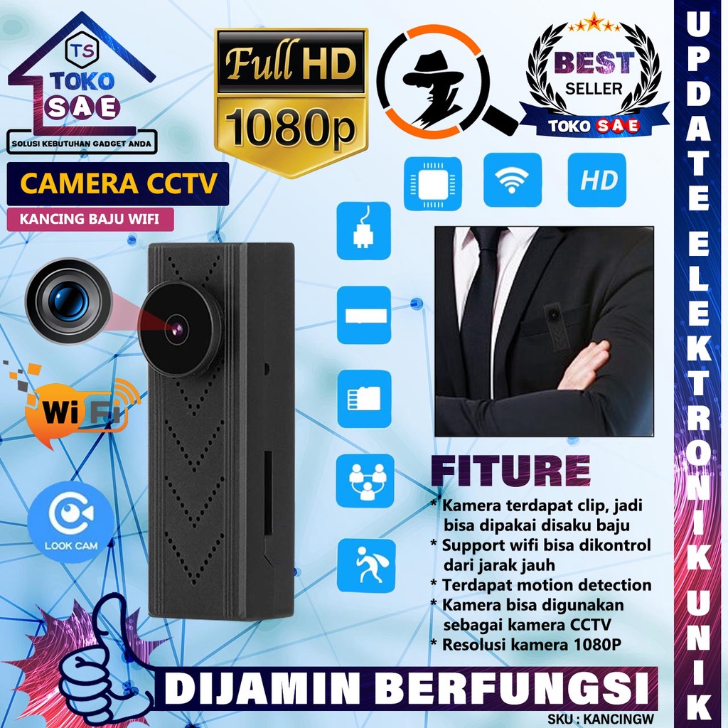 Spy Camera Mini Wifi Kamera Bentuk Kancing Pakaian Baju Spy Cam IP Camera Button Full HD1080P Wifi W