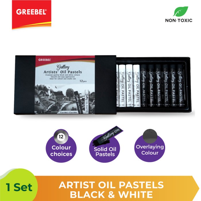 Artis Oil Pastel Greebel Gallery Artists Black &amp; White 12pcs - Premium