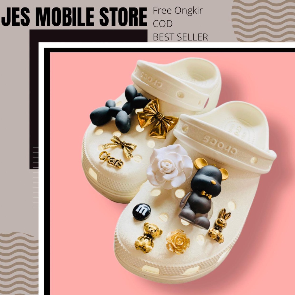 JesMobile crocs jibbitz KAWS Gold  - charms emas imitasi - Liontin sepatu sendal, tas/ransel dan gel