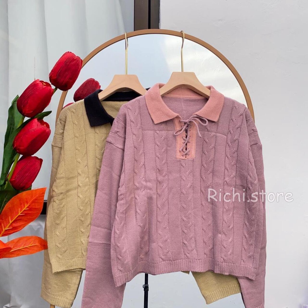 POLO TALI KEPANG BLOUSE RAJUT TERBARU