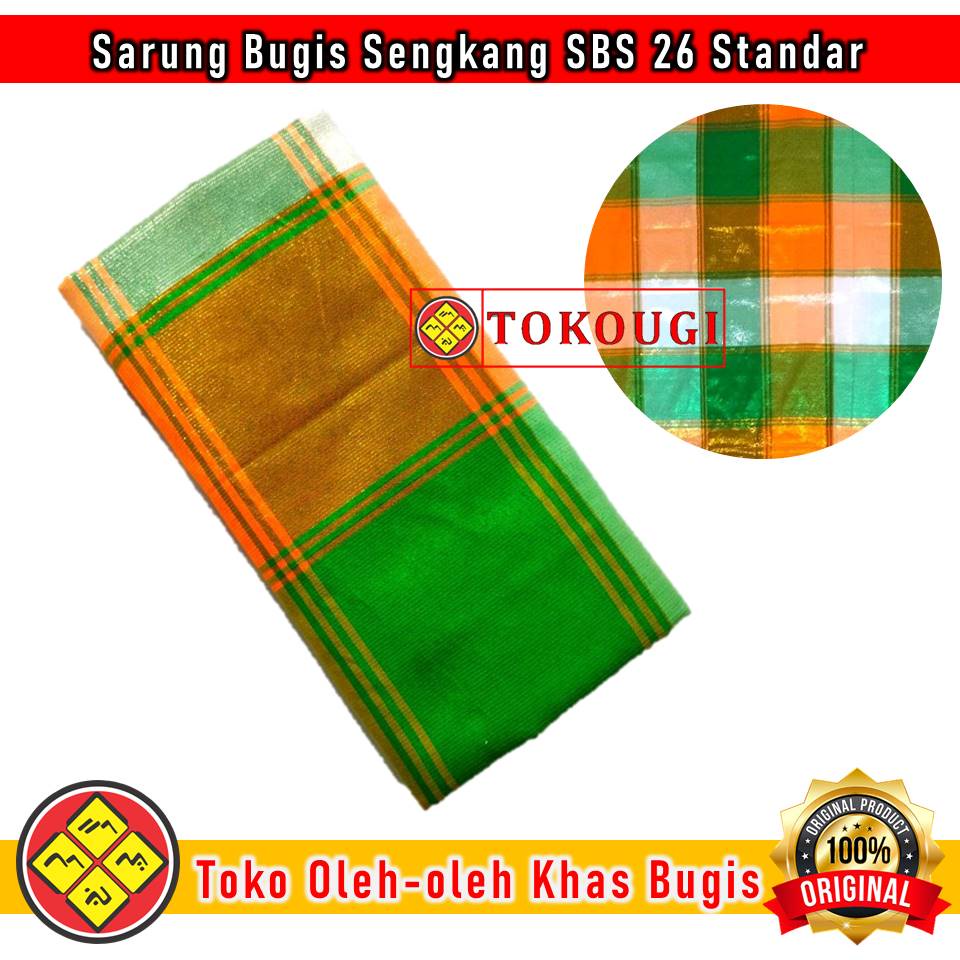 [COD & READY STOK] Kain Sarung Sutra Bugis Kotak-kotak KDI Type SBS 26 Standar Warna Hijau dan Orang