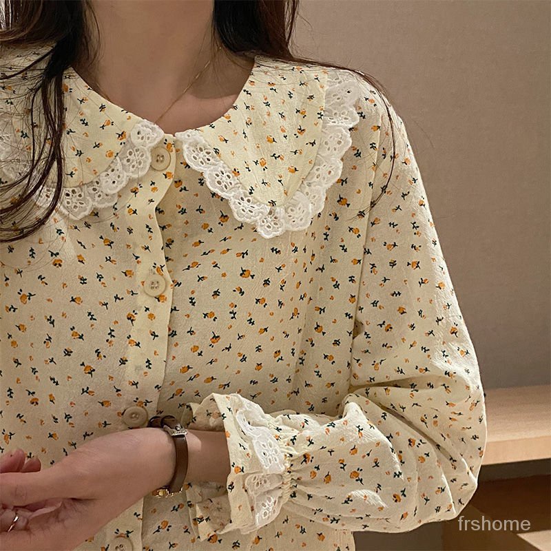 Versi Korea ins musim semi dan musim gugur piyama siswa perempuan benang katun benang ceri lucu ceta