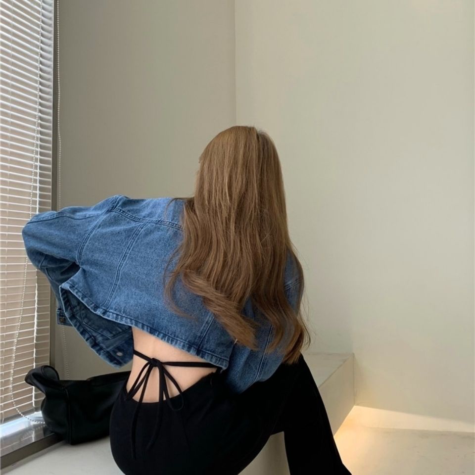 Suhao celana panjang berkobar celana lebar kaki bertali hitam wanita 2022 musim semi dan musim panas baru berpinggang tinggi ramping pas di lantai celana panjang berkobar