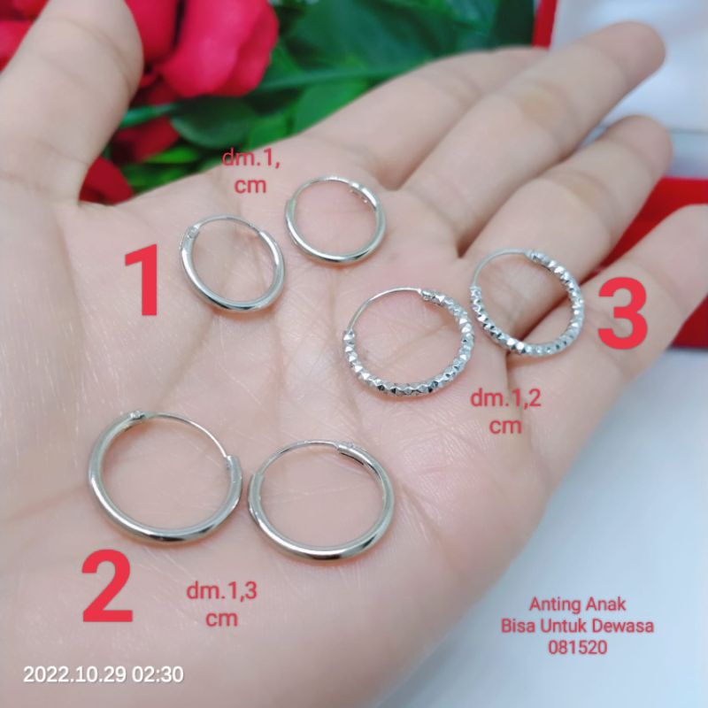 Anting Bulat Silverperhiasan Aksesoris Lapis Emas