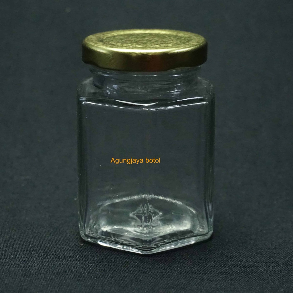 Jar Kaca 100 Ml Hexagon Set GU / Jar Kaca / Toples Kaca / Jar Madu / Jar Kaca 100 ml