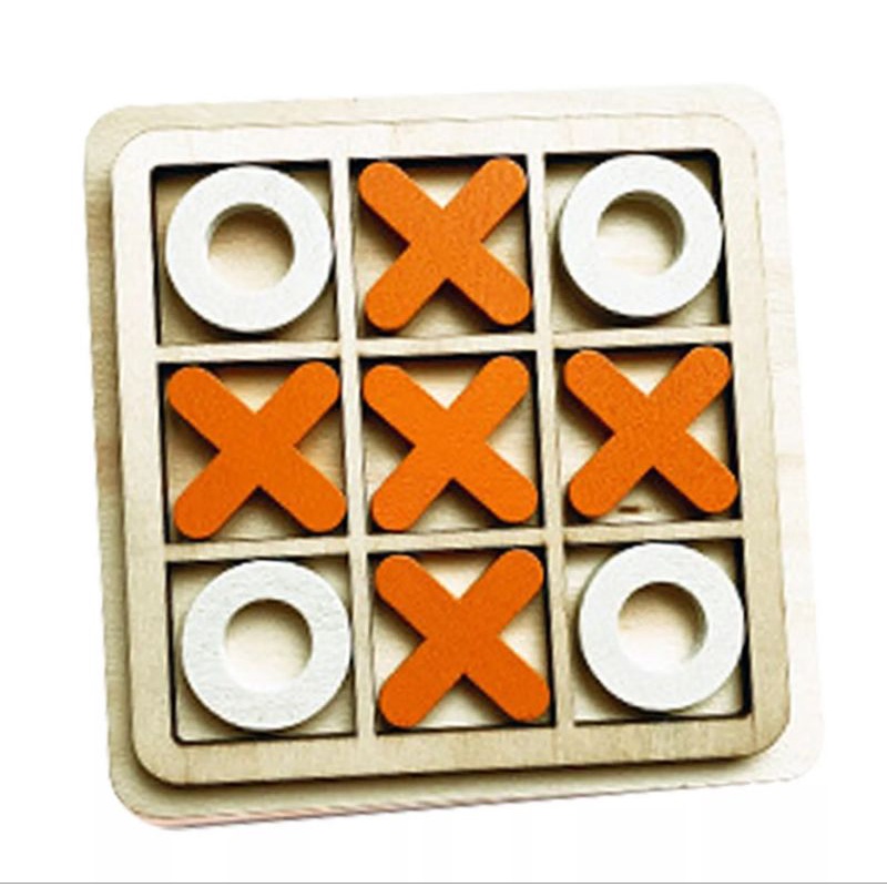 Mainan Edukasi Catur Tic Tac Toe Bahan Kayu Chess XO Mainan Kayu Anak