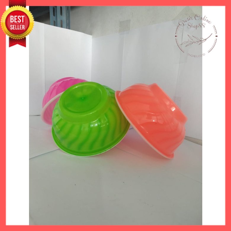 GOS -B312-  Mangkok Plastik Pelangi / Mangkuk Makanan / Mangkuk Plastik Bulat