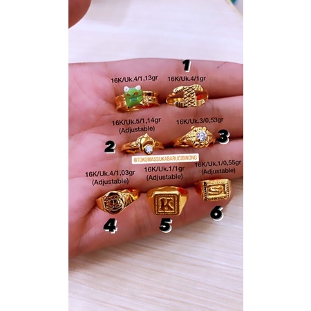 Cincin anak Emas 16K Karakter/Model stempel(EMAS ASLI)