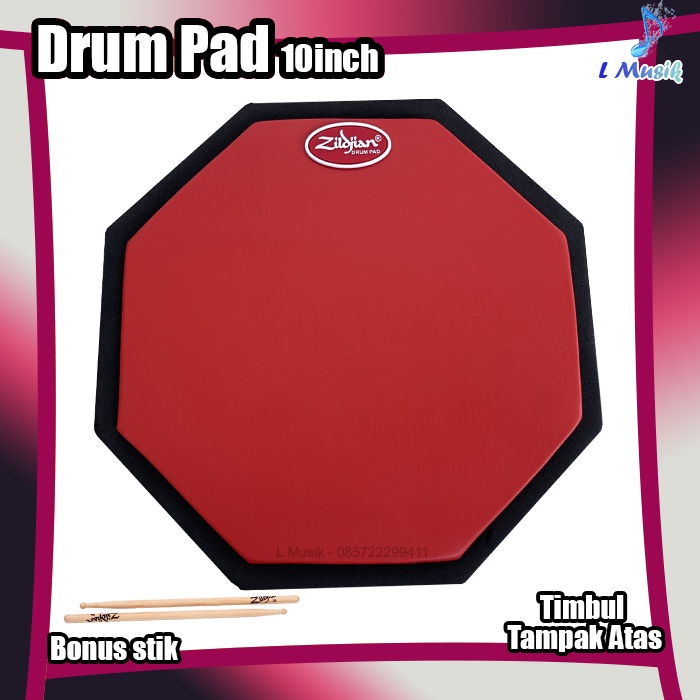 PAD DRUM 10IN BONUS STIK LATIHAN STICKING DRUM PAD