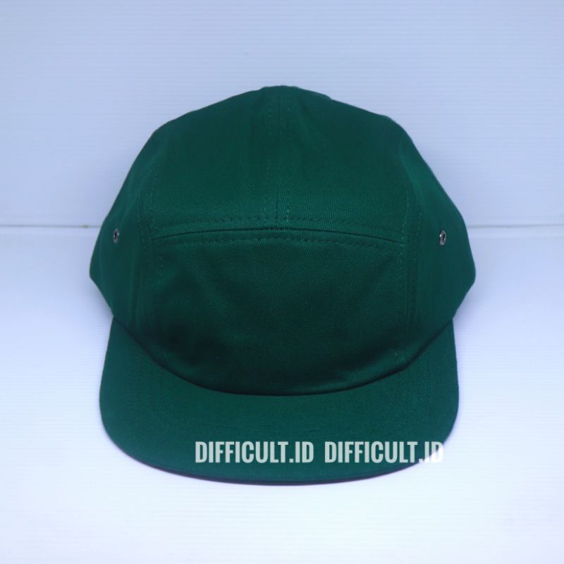 TOPI 5PANEL POLOS HIJAU TWILL COTTON PREMIUM | SNAPBACK 5PANEL POLOS PREMIUM