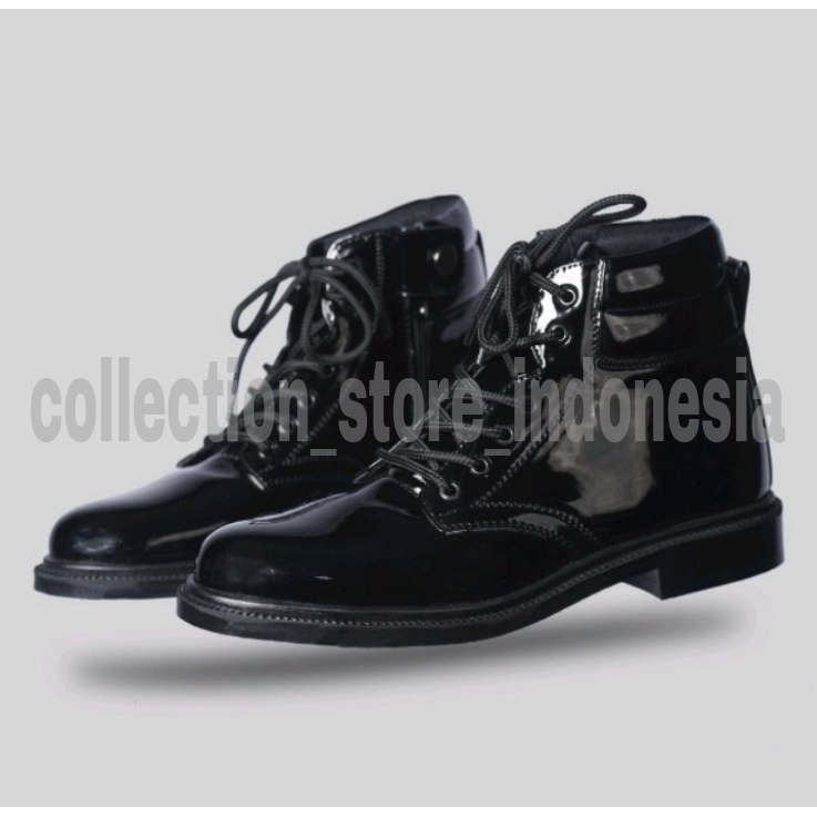 Sepatu PDH Pria Polri TNI Satpam Security Dinas Tali Kilap Sintetis