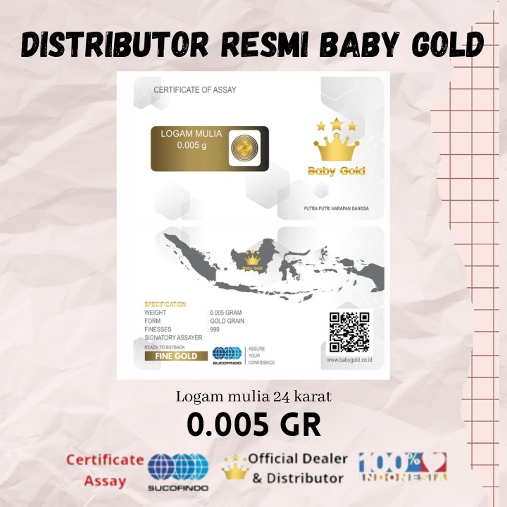 BABY GOLD logam mulia 24 karat emas mini 0.005 gram
